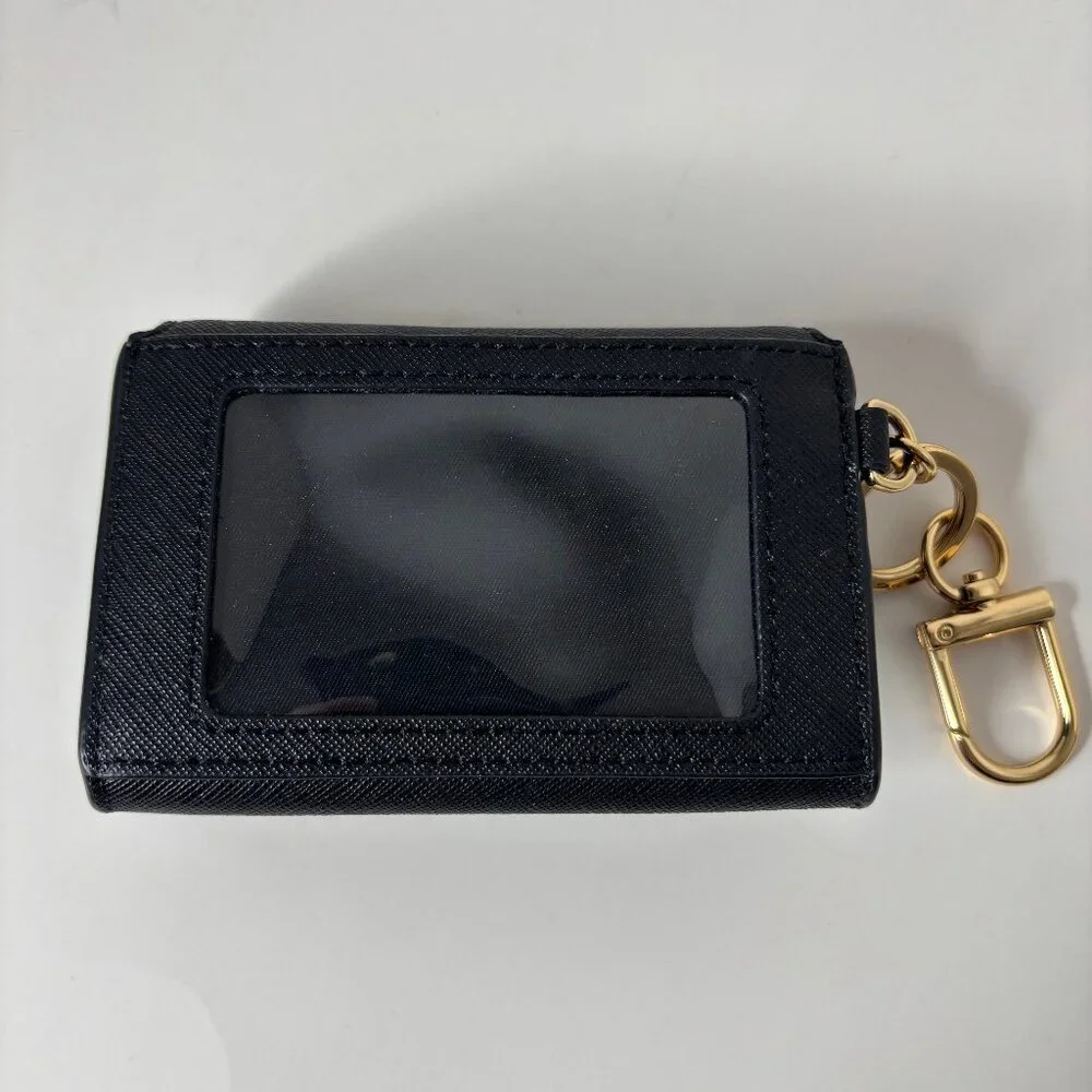 Tory Burch Emerson Flap Card Case Key Ring Coin Pouch Wallet Black . Saffiano l - Picture 5 of 6